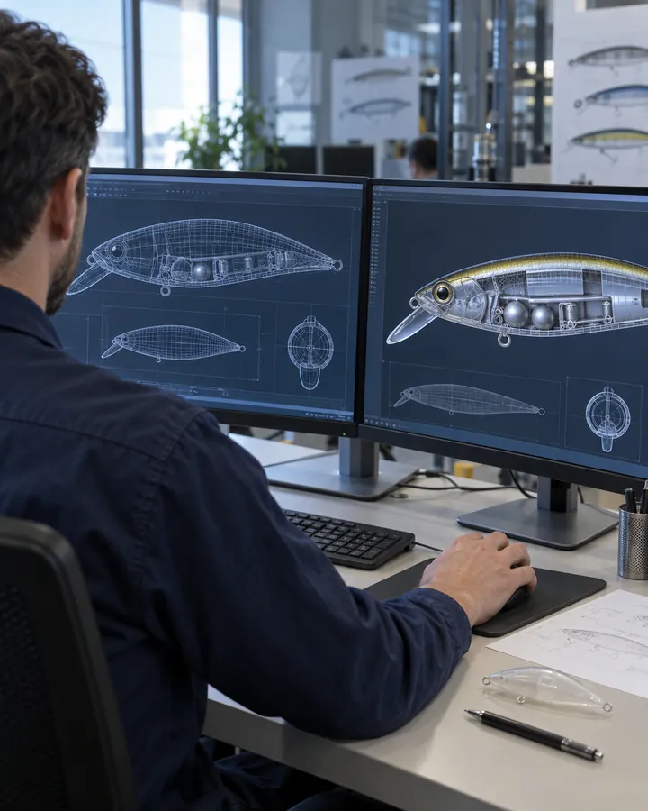 示意图:工程师通过 CAD 开发拟饵设计